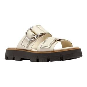 Sorel Women's Rein Leather Slide Sandals Off White Black Size 7